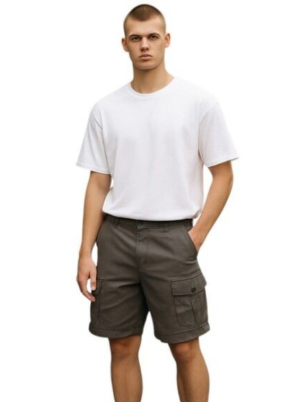 IZOD Saltwater Men's Size 42 Gray Cargo Shorts All Cotton Hiking Athleisure - Picture 1 of 15